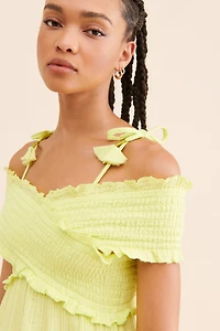 Smocked Gauze Midi Dress