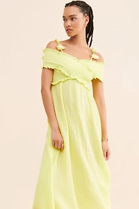 Smocked Gauze Midi Dress