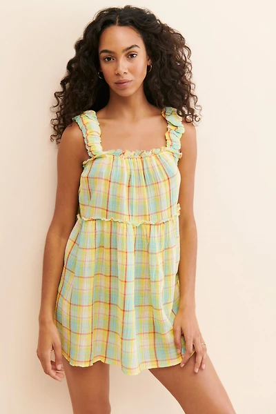 Plaid Ruffle Mini Dress