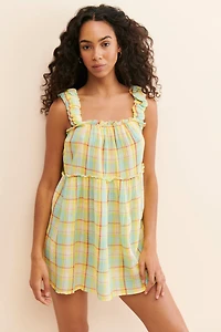 Plaid Ruffle Mini Dress