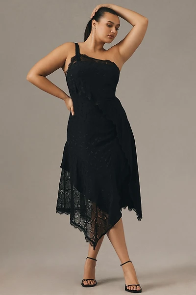 Asymmetrical Lace Maxi Dress