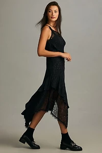 Asymmetrical Lace Maxi Dress