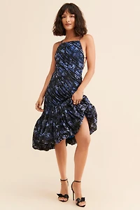 Let Me Be Printed Asymmetrical Ruched Dress