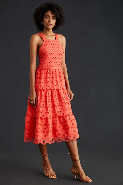 Maeve Eyelet Tiered Midi Dress