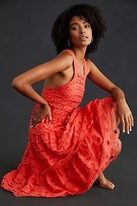 Maeve Eyelet Tiered Midi Dress