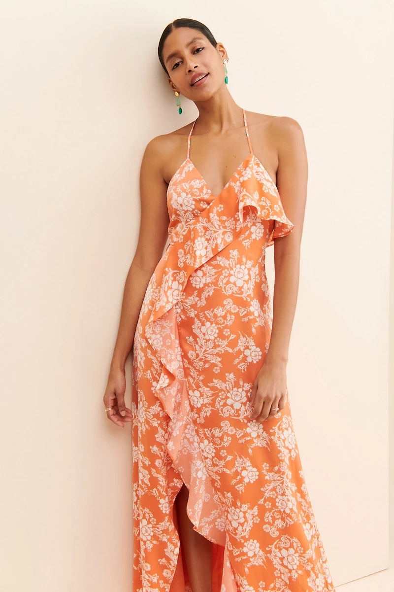 en elly Floral Ruffled Maxi Dress