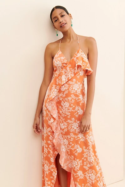 en elly Floral Ruffled Maxi Dress