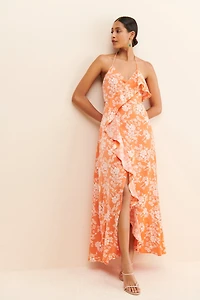 en elly Floral Ruffled Maxi Dress