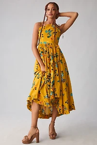 Maeve High-Low Pleated-Trim Dress