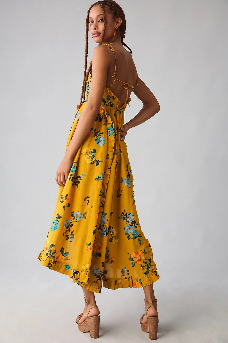 Maeve High-Low Pleated-Trim Dress