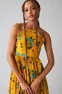 Maeve High-Low Pleated-Trim Dress