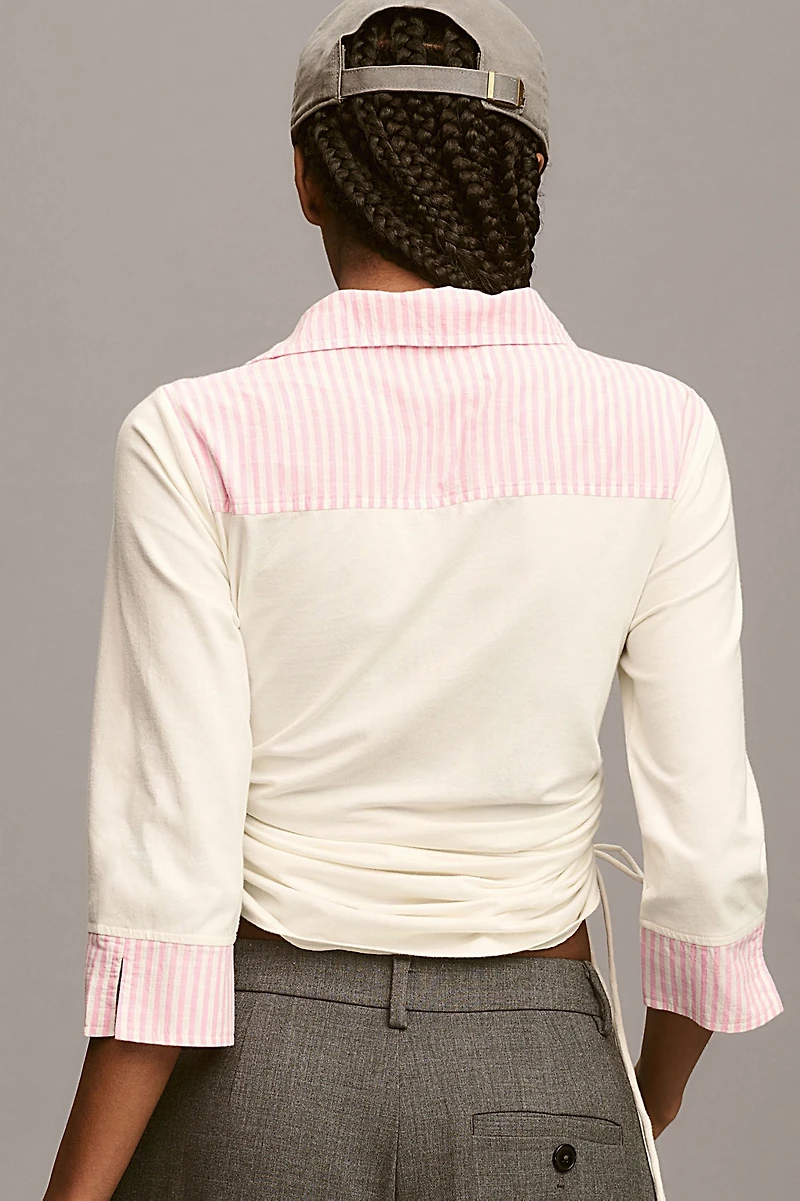 Maeve Collared Scoop-Neck Top