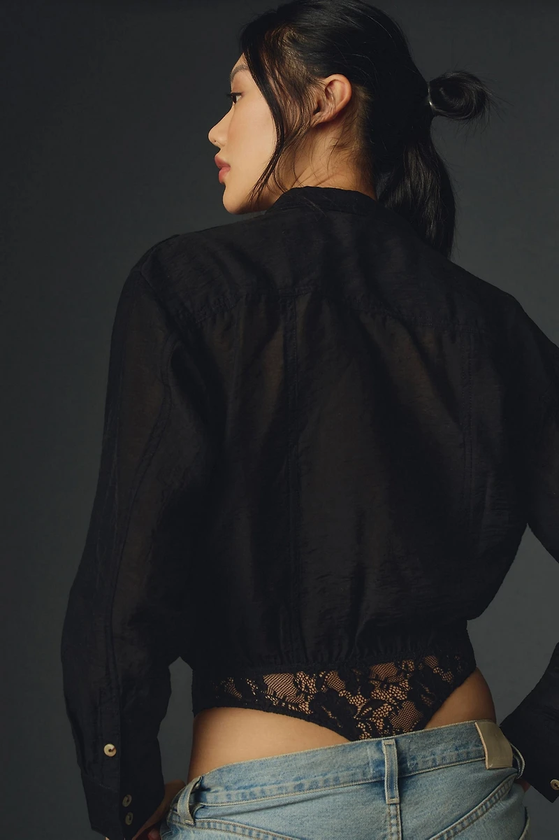 Pilcro Buttondown Blouse Bodysuit