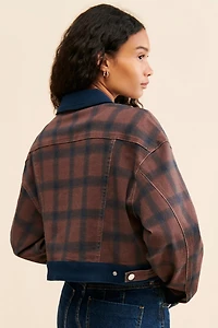WeWoreWhat Plaid Colorblock Denim Jacket