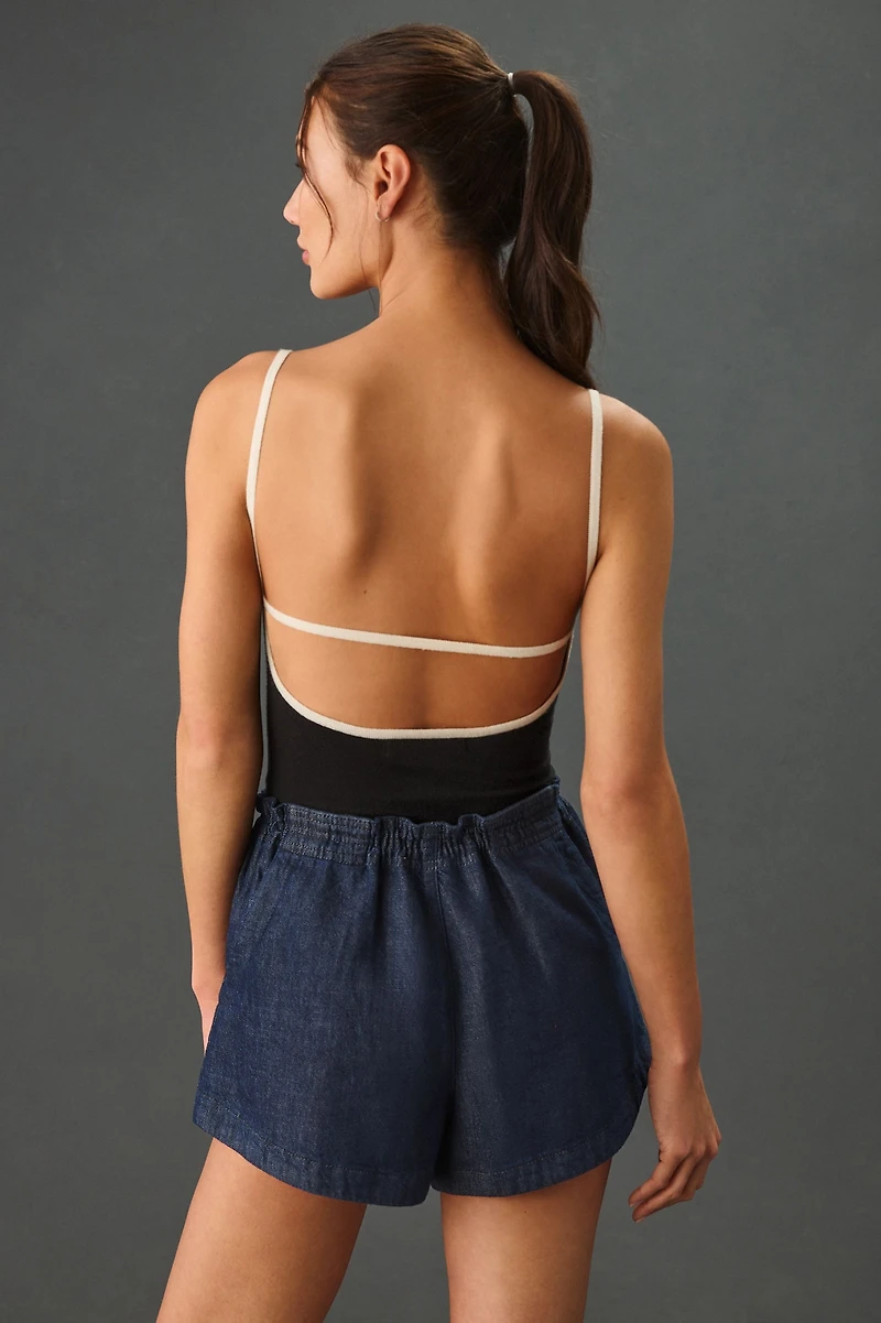 Pilcro Mid-Rise Denim Parachute Shorts