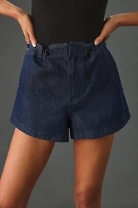 Pilcro Mid-Rise Denim Parachute Shorts
