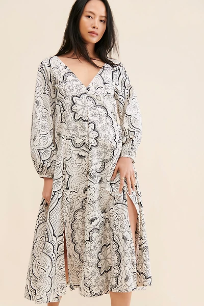 Long-Sleeve V-Neck Dress
