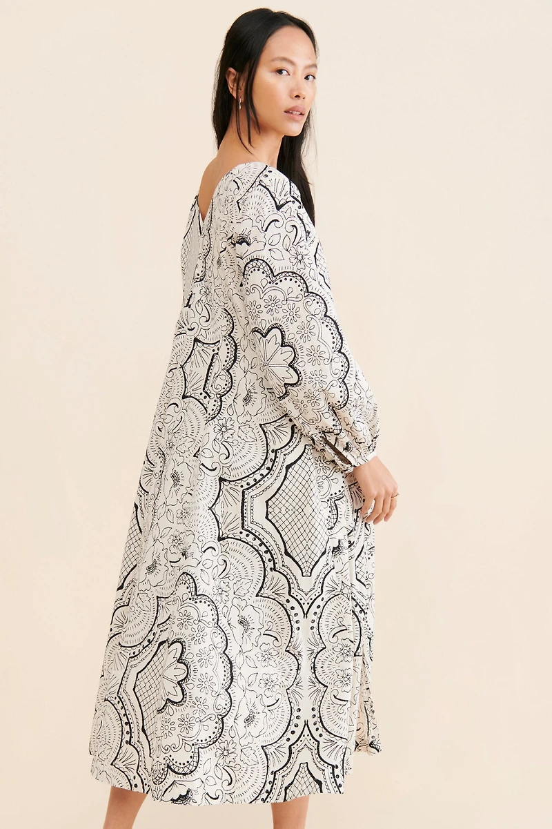 Long-Sleeve V-Neck Dress