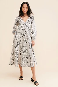 Long-Sleeve V-Neck Dress