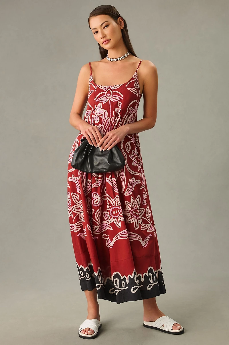 Square-Neck Pleated Dress