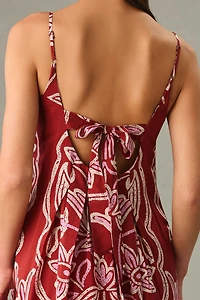 Square-Neck Pleated Dress