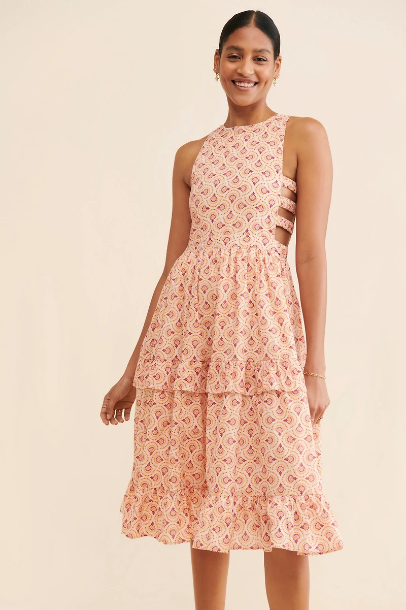 Love And Liberation Tiered Side-Cutout Dress