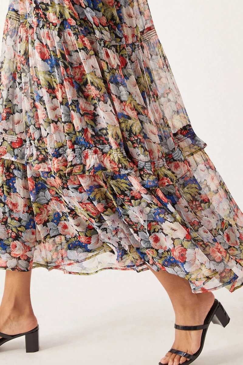 The Marais Printed Chiffon Maxi Dress