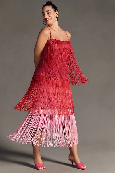 Let Me Be Tiered Fringe Ombre Dress