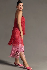 Let Me Be Tiered Fringe Ombre Dress