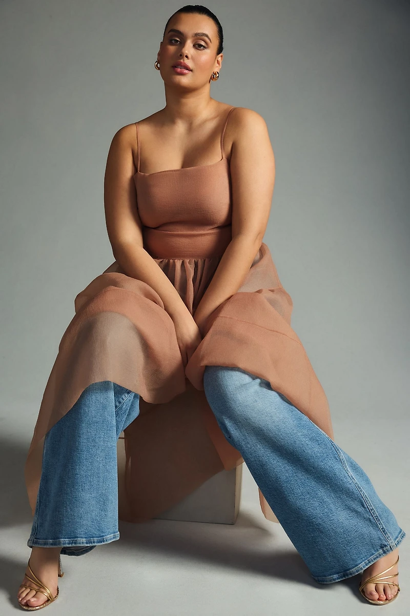 OhSevenDays Sheer Tiered Midi Dress