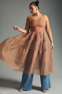 OhSevenDays Sheer Tiered Midi Dress