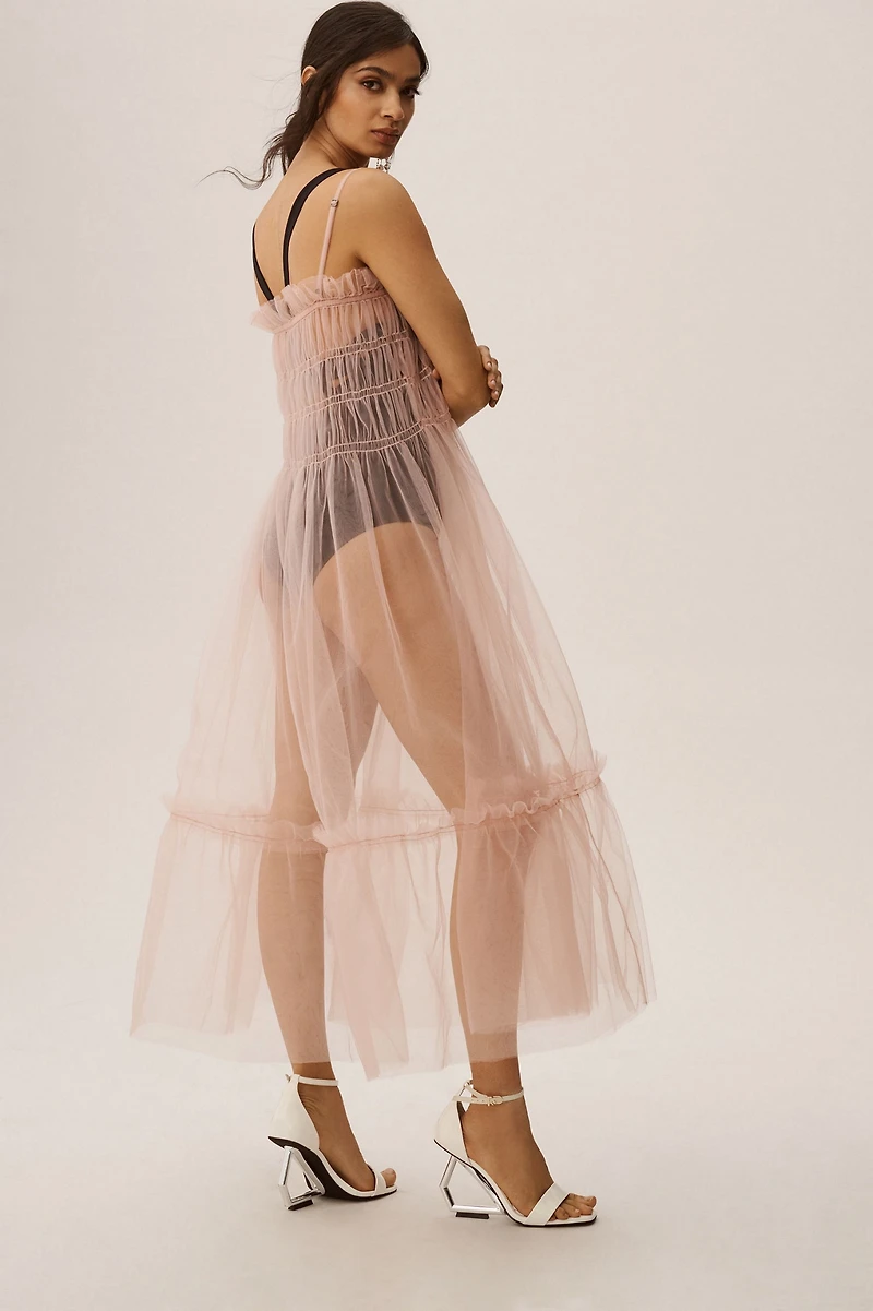 Sheer Smocked Slip Dress