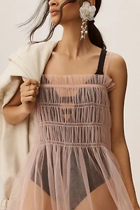 Sheer Smocked Slip Dress