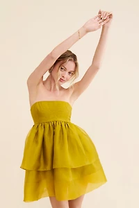 Let Me Be Tiered Strapless Mini Dress
