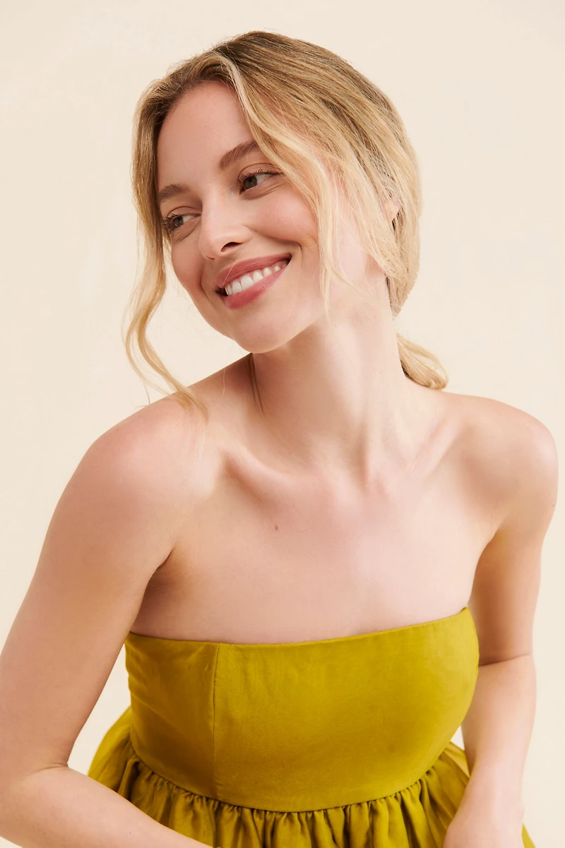 Let Me Be Tiered Strapless Mini Dress