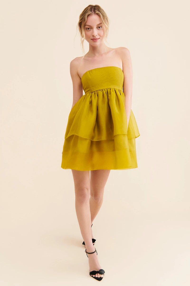 Let Me Be Tiered Strapless Mini Dress