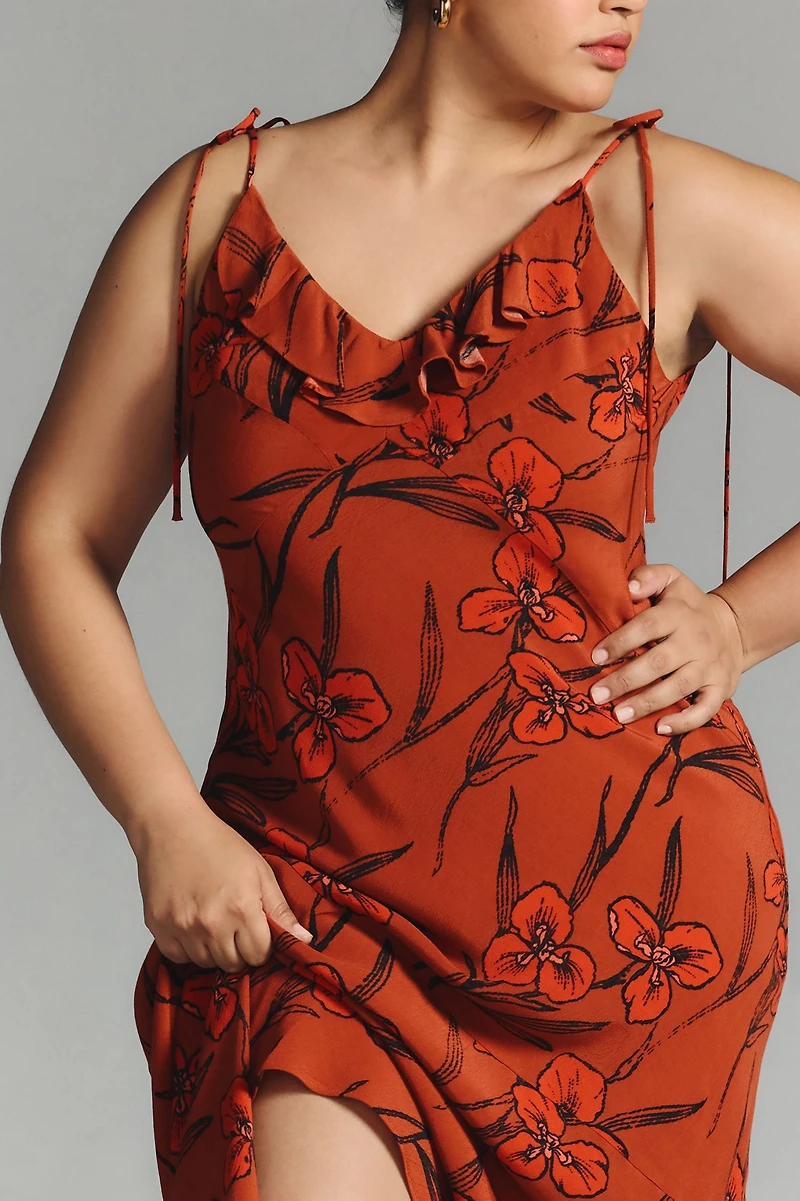 Ruffled V-Neck Slip Dress