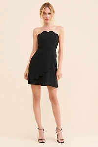 Vineet Bahl Strapless Scalloped Dress