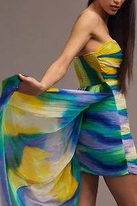 Vineet Bahl Blurred Sheer Mini Train Dress