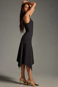Mock-Neck Lace-Inset Fit & Flare Dress