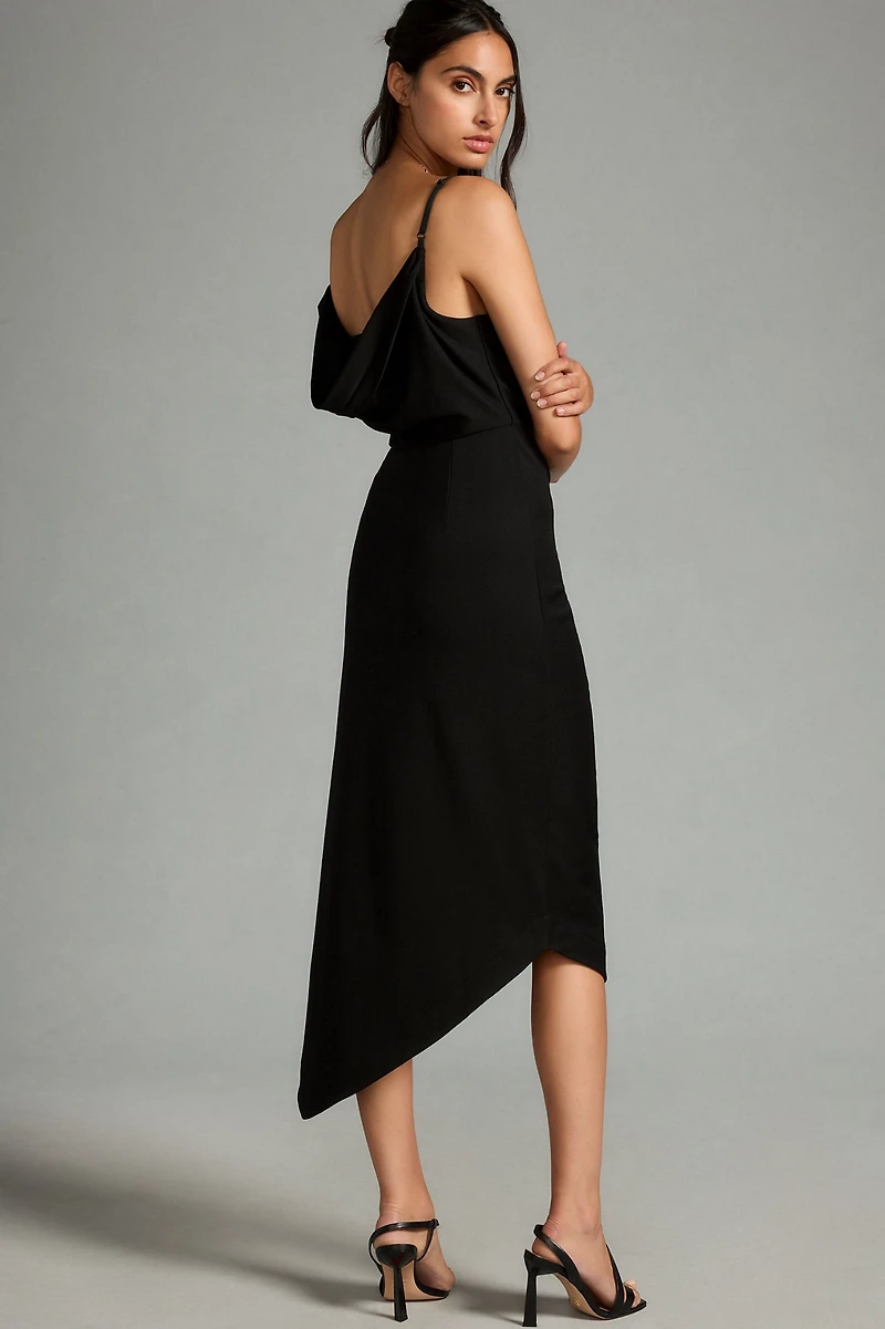 Cowl-Neck Ruched Dress