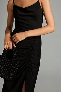 Cowl-Neck Ruched Dress