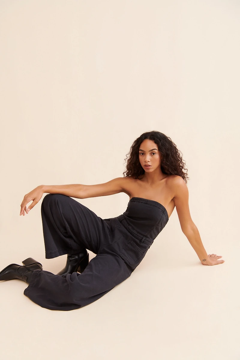 Pilcro The Skipper Strapless Crop Wide-Leg Jumpsuit