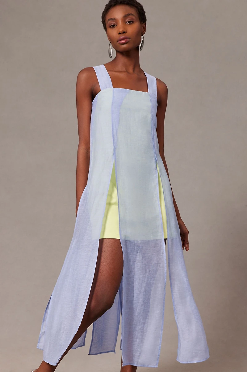 Square-Neck Slit Dress