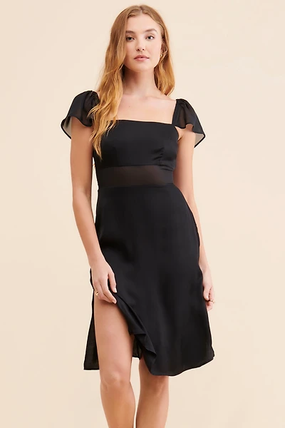 Sheer Flutter Sleeve Dress