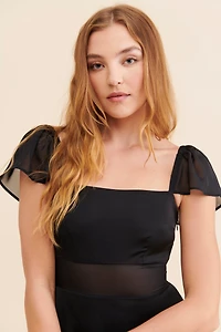 Sheer Flutter Sleeve Dress