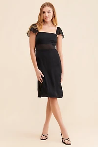 Sheer Flutter Sleeve Dress