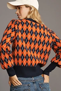 Maeve Balloon-Sleeve Cardigan Sweater