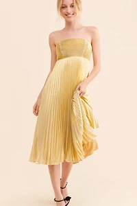 Let Me Be Gold Foil Midi Dress