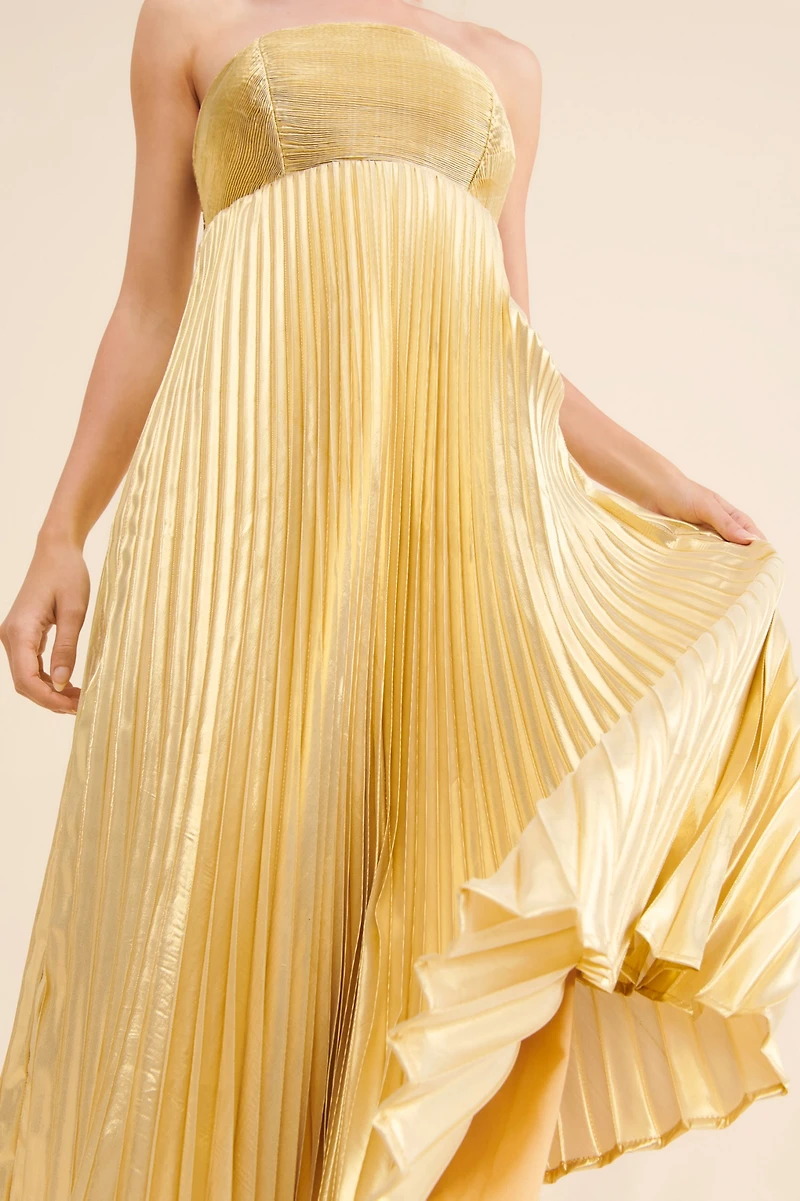 Let Me Be Gold Foil Midi Dress